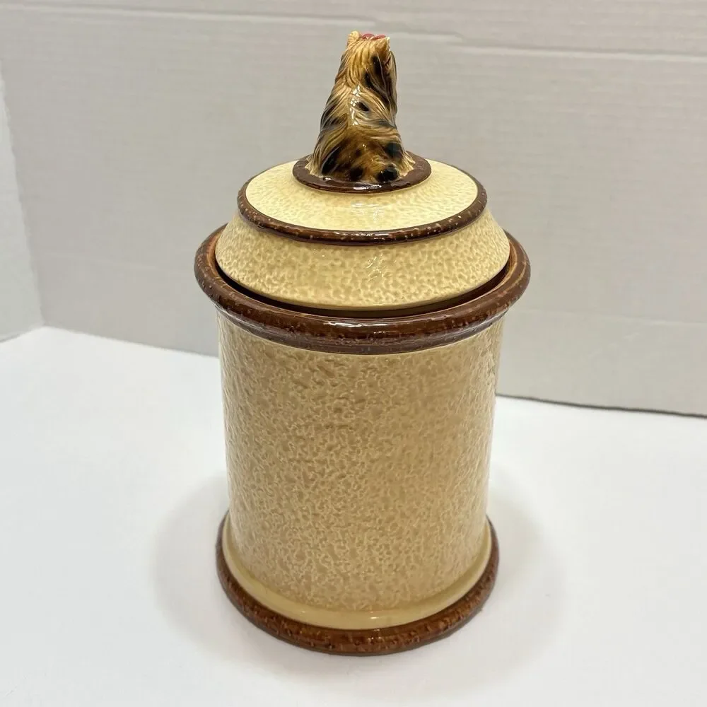 Yorkie Terrier Dog Stoneware Treat Jar Canister Tail Waggin Bradford Exchange 07